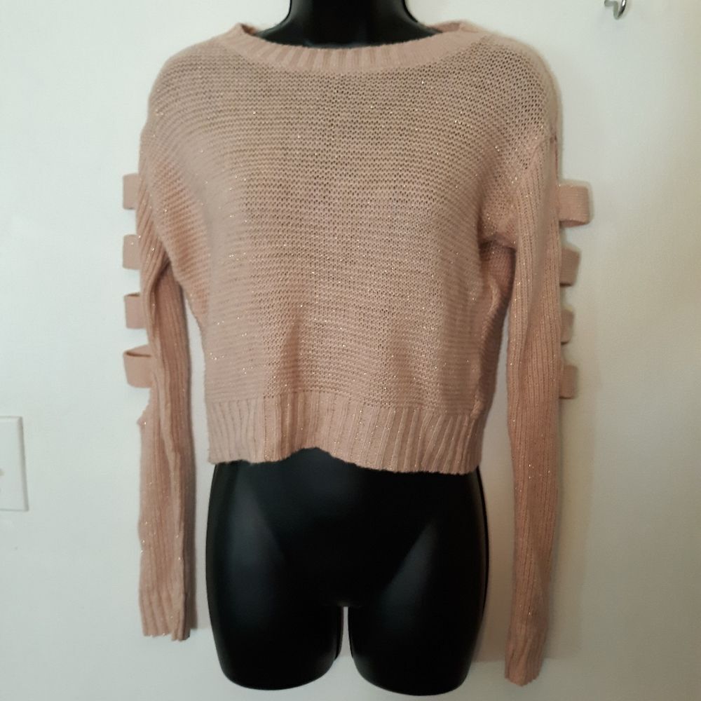 Serendipity pink glitter open sleeve sweater